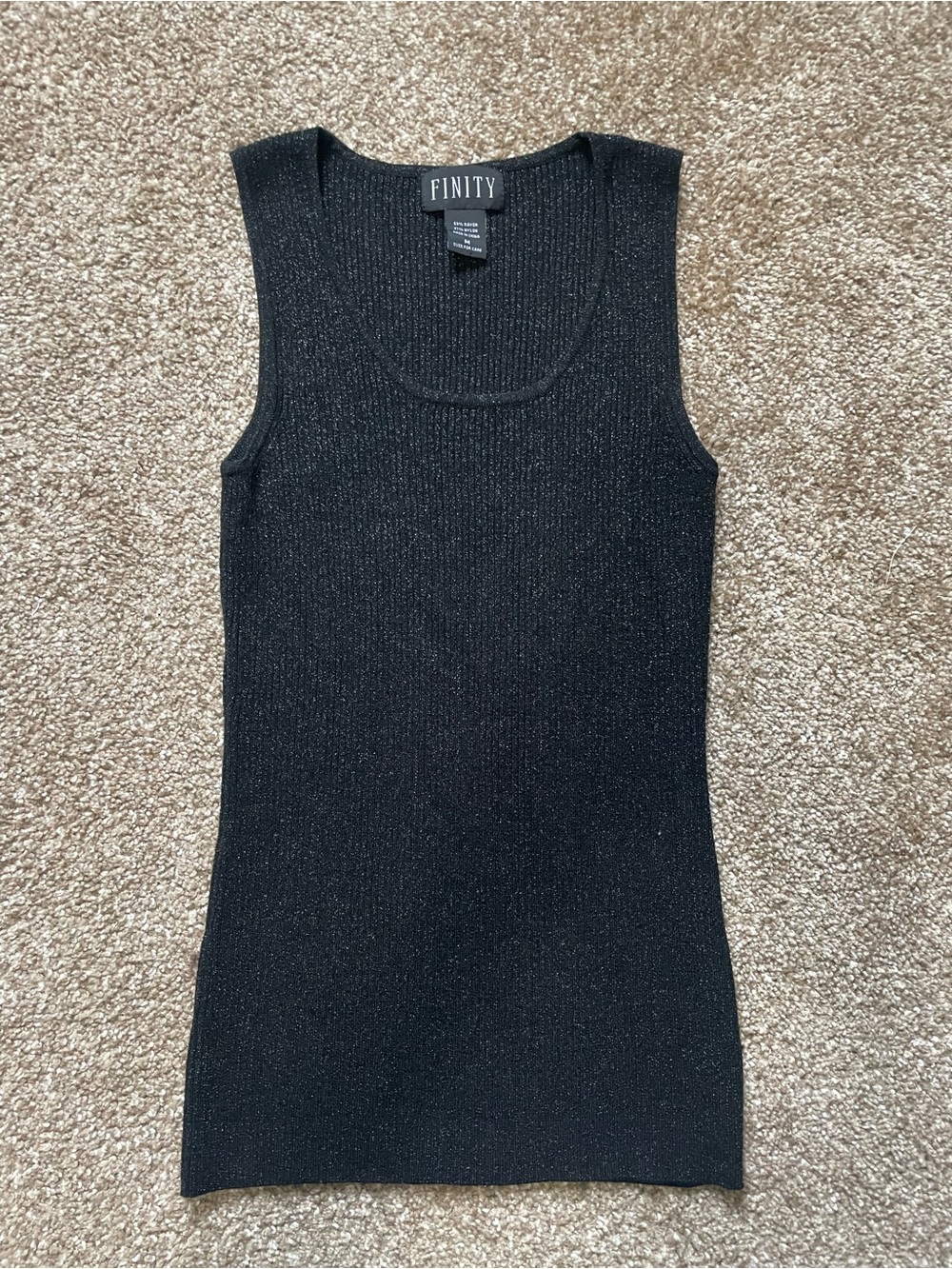 Finity Black Metallic Ribbed Tank Top - Picture 3 of 7